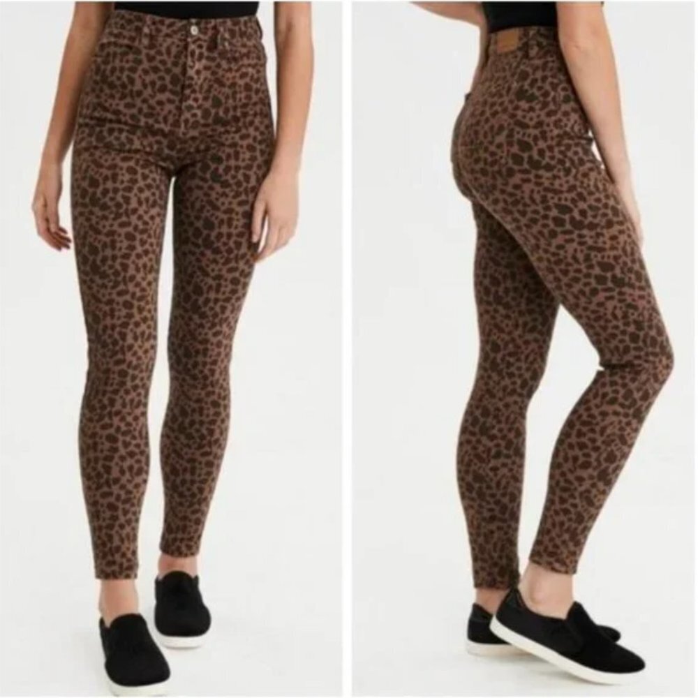 American Eagle Outfitters Brown Leopard Print Jeggings